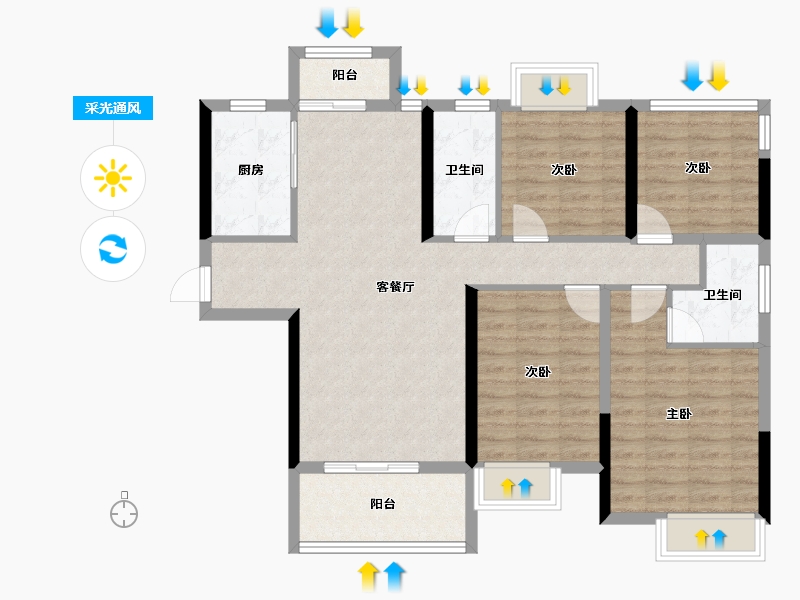 广西壮族自治区-梧州市-汇洋中央公园-97.95-户型库-采光通风