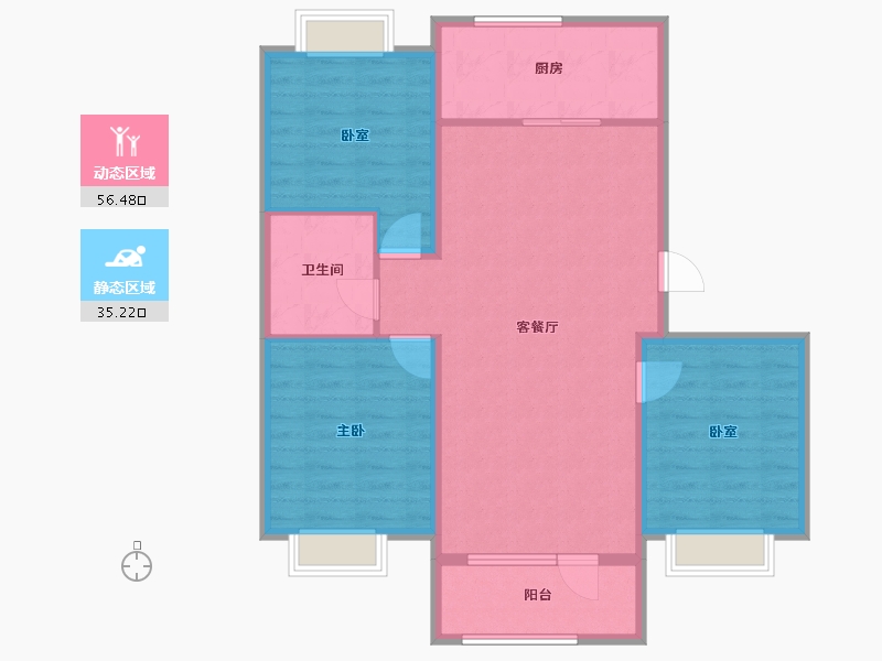 辽宁省-沈阳市-吴中桃花源一期御园-83.65-户型库-动静分区