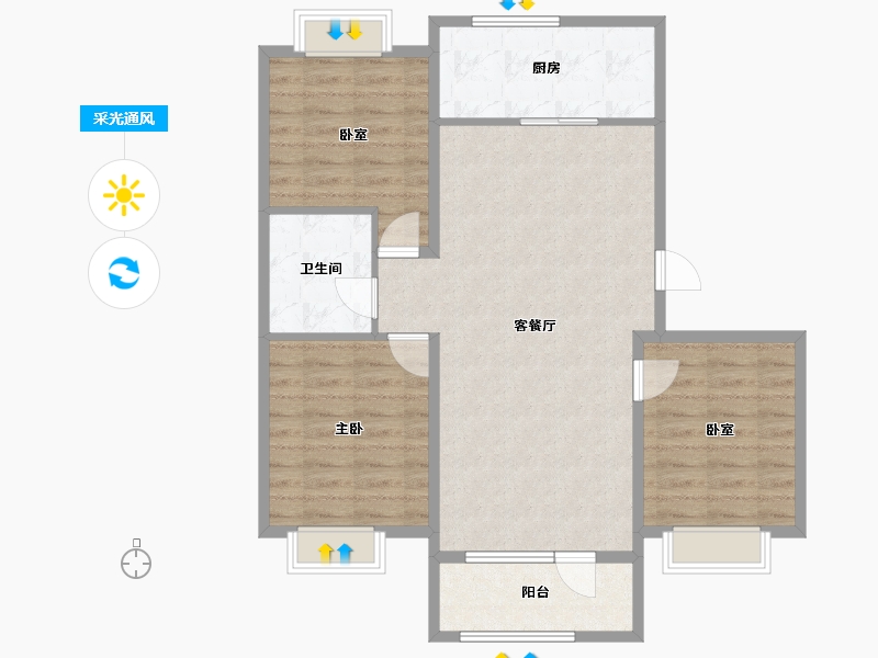 辽宁省-沈阳市-吴中桃花源一期御园-83.65-户型库-采光通风