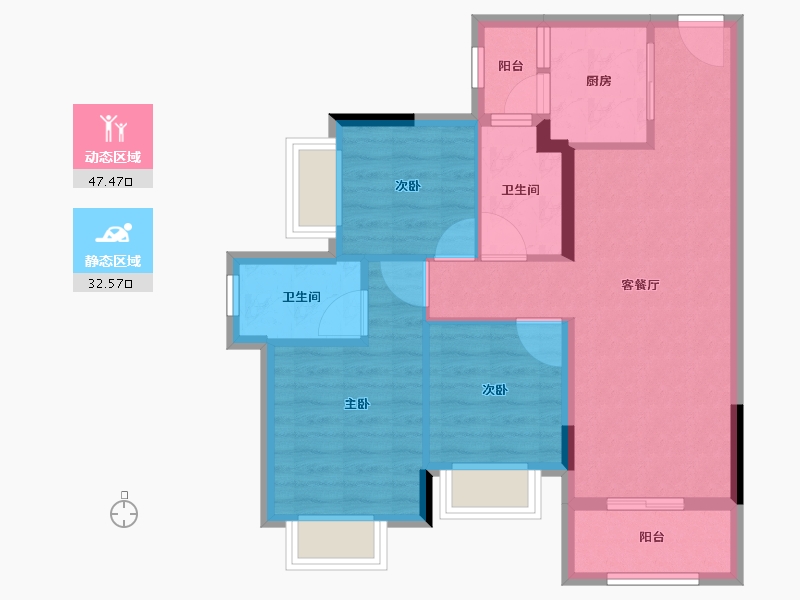 广东省-东莞市-龙光玖龙玺-71.06-户型库-动静分区