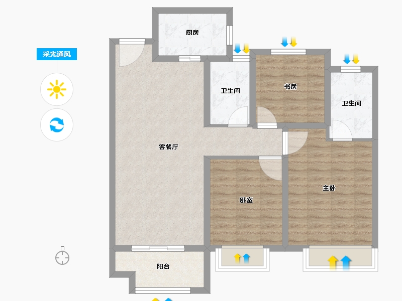 山东省-德州市-东城壹号院-87.20-户型库-采光通风