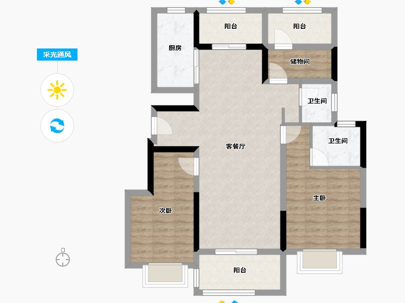 四川省-绵阳市-中梁壹号院-95.00-户型库-采光通风