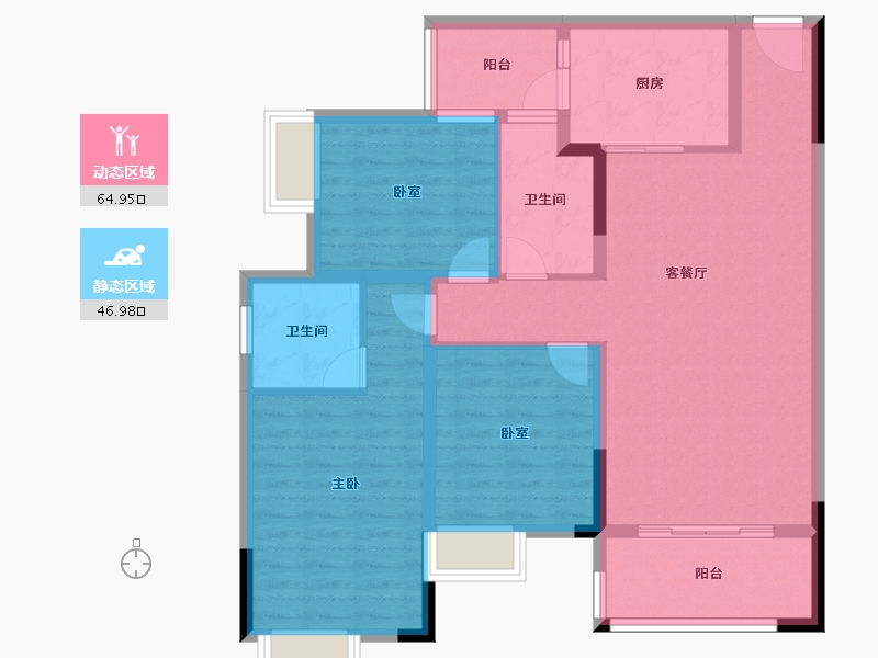 四川省-泸州市-久力丹城领秀-100.10-户型库-动静分区