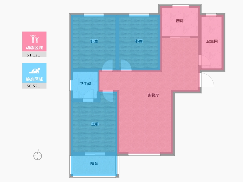 河南省-洛阳市-路通花园-90.24-户型库-动静分区