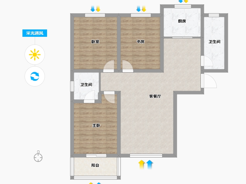 河南省-洛阳市-路通花园-90.24-户型库-采光通风