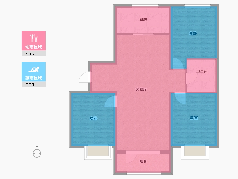 辽宁省-沈阳市-吴中桃花源一期御园-86.05-户型库-动静分区