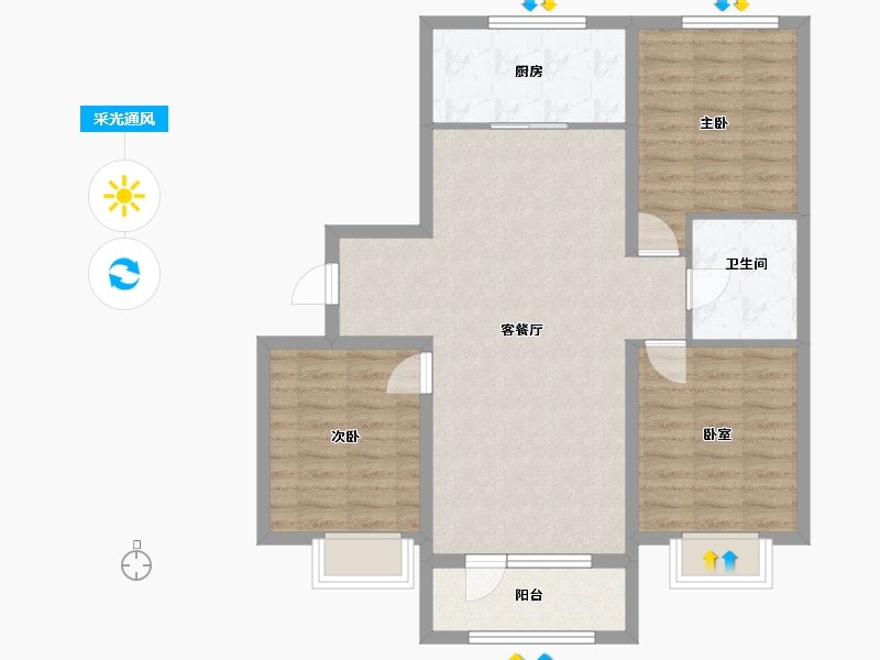 辽宁省-沈阳市-吴中桃花源一期御园-86.05-户型库-采光通风