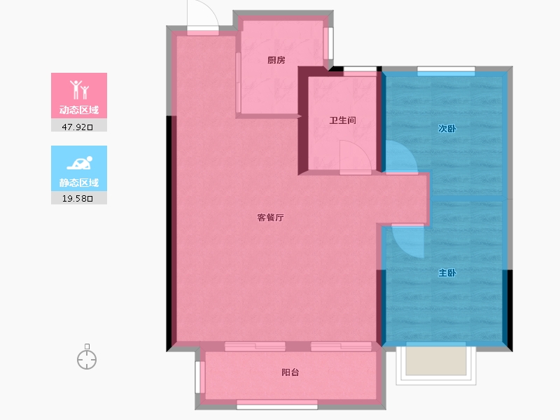 浙江省-嘉兴市-吉翔悦秀-60.38-户型库-动静分区