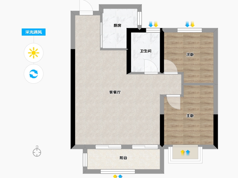 浙江省-嘉兴市-吉翔悦秀-60.38-户型库-采光通风