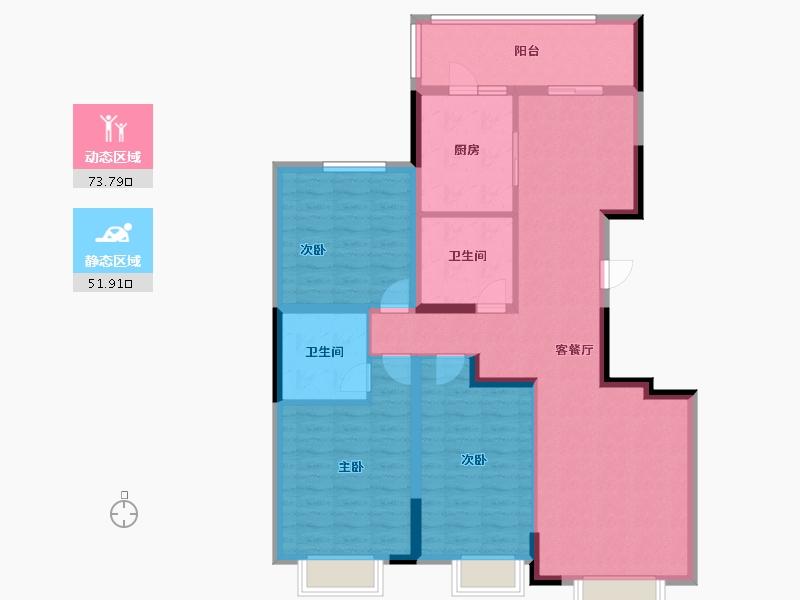 吉林省-吉林市-恒大滨江左岸-113.00-户型库-动静分区