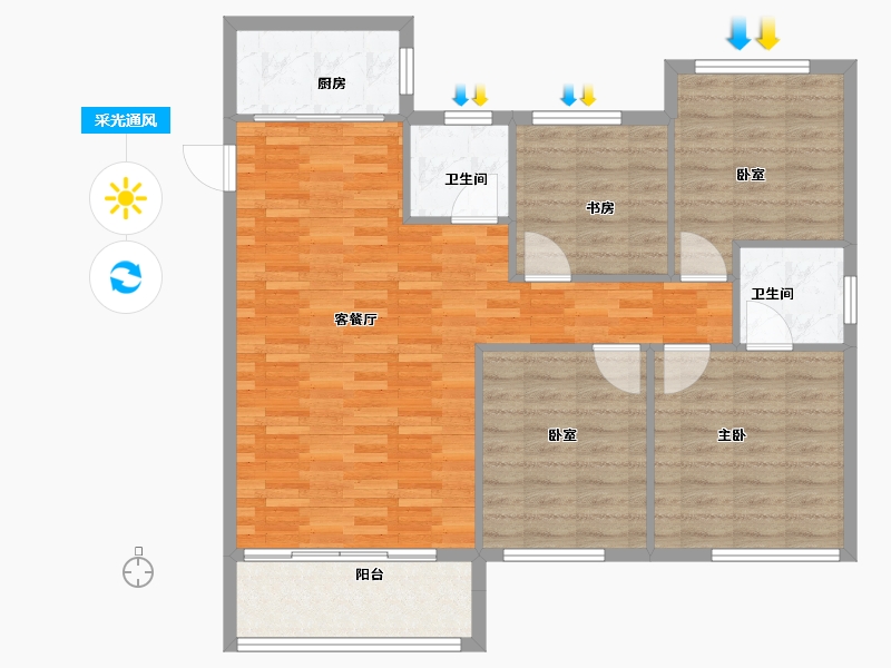 安徽省-宿州市-翰林苑·尚苑-100.00-户型库-采光通风