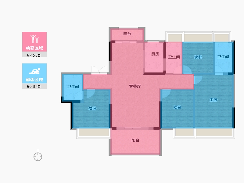 湖南省-常德市-五洲東岸-116.12-户型库-动静分区