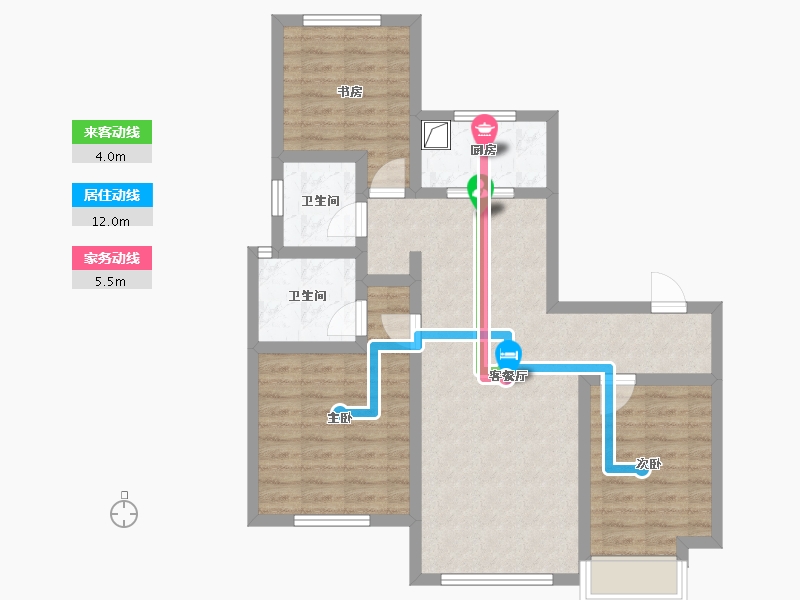 河北省-唐山市-华彩二期-90.00-户型库-动静线