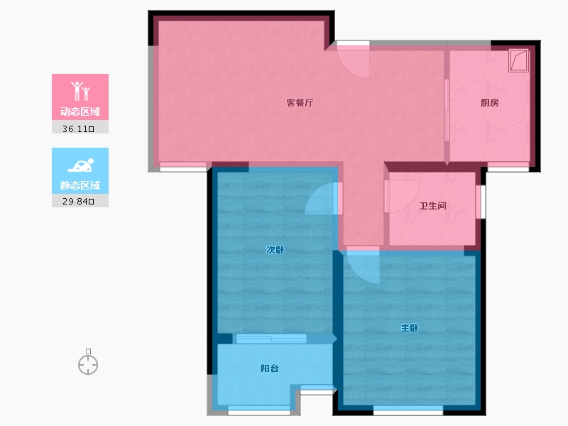 浙江省-杭州市-沁香公寓-63.61-户型库-动静分区