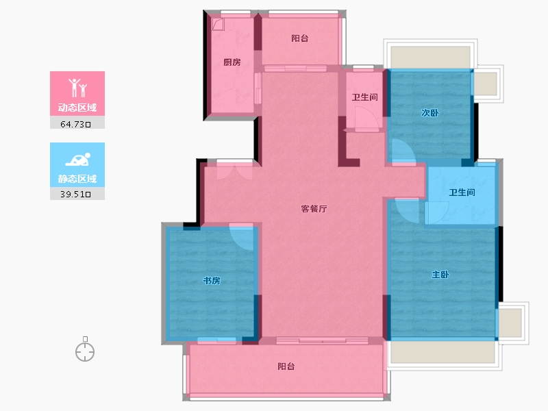 湖北省-黄冈市-万景楚园-92.80-户型库-动静分区