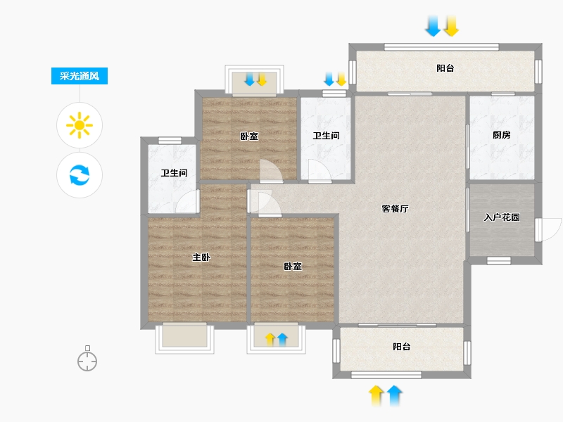 广东省-惠州市-中洲河谷花园-96.00-户型库-采光通风