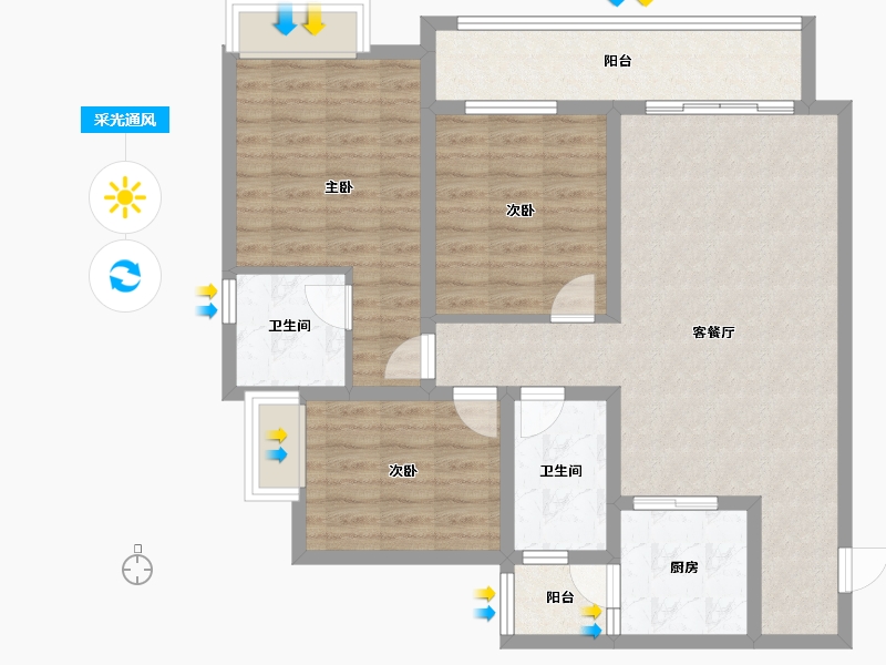 贵州省-铜仁市-棕颐国际城-93.69-户型库-采光通风