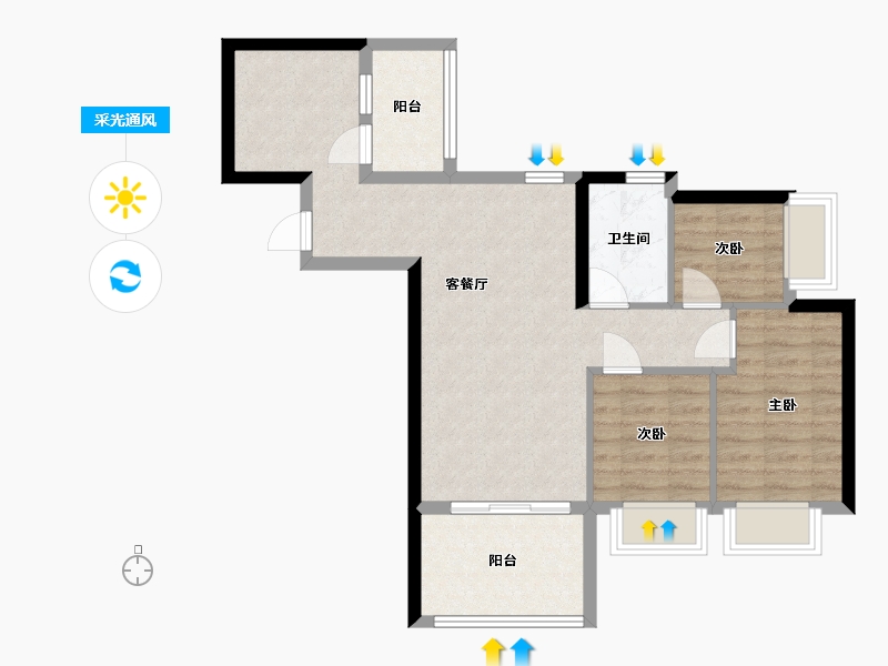 广东省-东莞市-新鸿基珑汇-73.60-户型库-采光通风