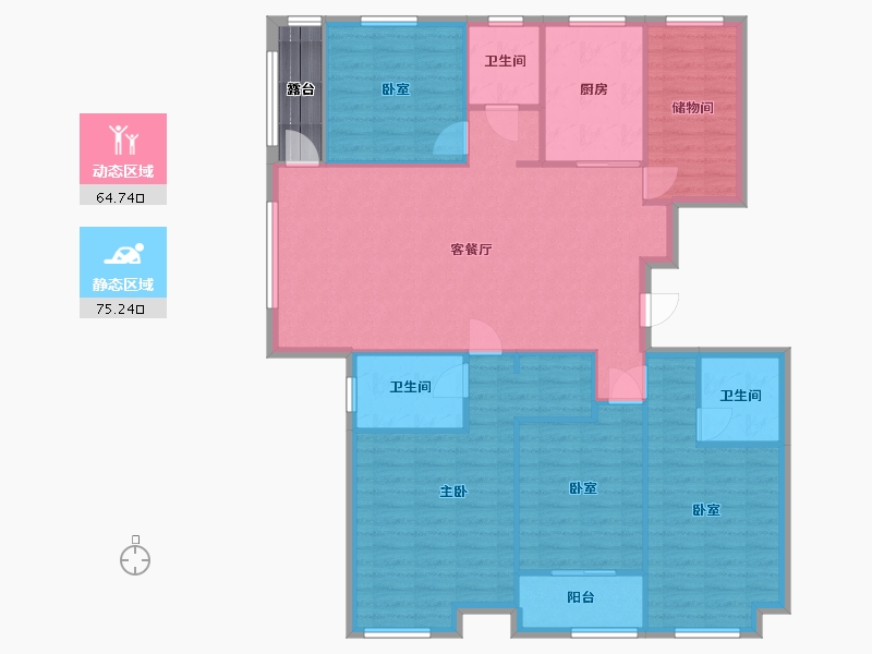 山东省-泰安市-绿地云水谣3期-129.86-户型库-动静分区