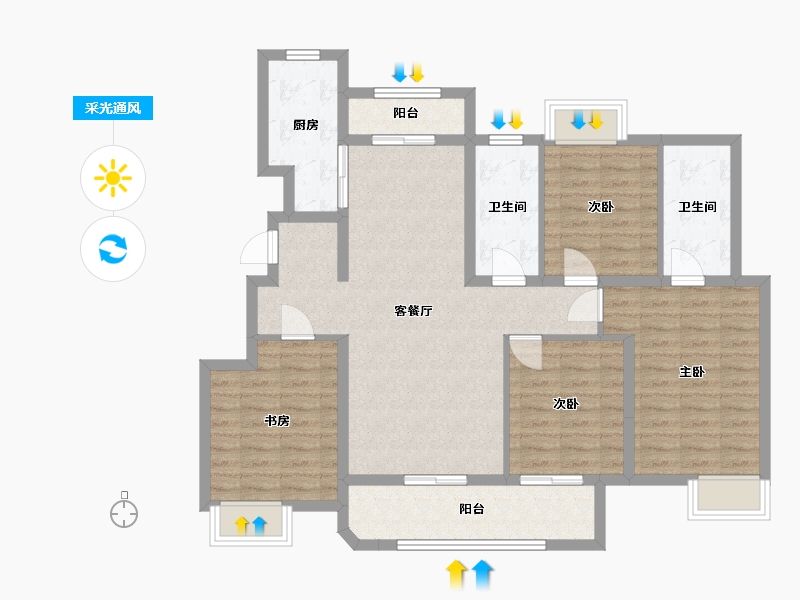 江西省-抚州市-海瑞江山城-104.75-户型库-采光通风