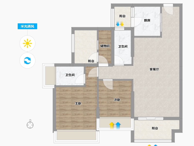 广东省-江门市-星海湾华庭-79.02-户型库-采光通风