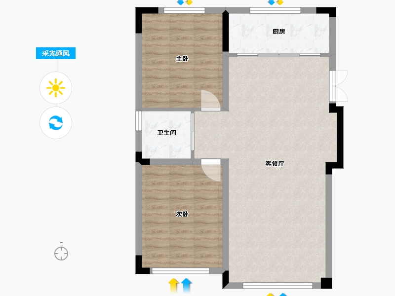 内蒙古自治区-通辽市-中央公馆一期-80.65-户型库-采光通风