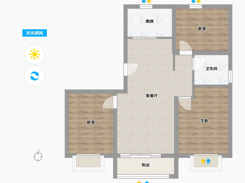 河北省-唐山市-君悦府-80.00-户型库-采光通风