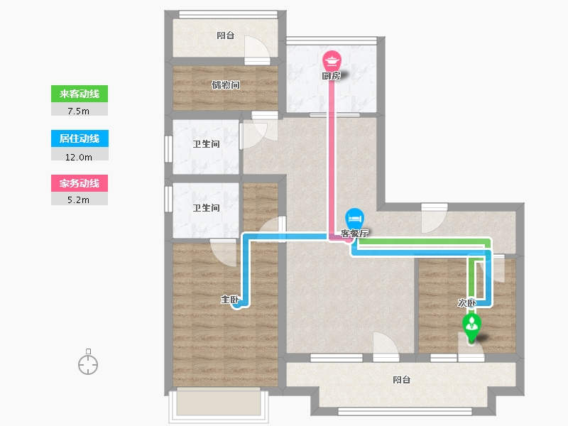 山东省-青岛市-胶州华润城二期-87.68-户型库-动静线