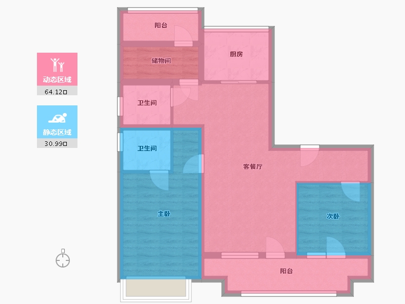 山东省-青岛市-胶州华润城二期-87.68-户型库-动静分区