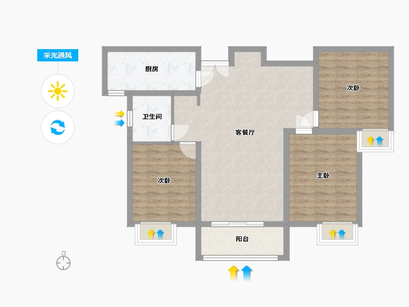 陕西省-西安市-御景城15期悦龙湾-85.60-户型库-采光通风