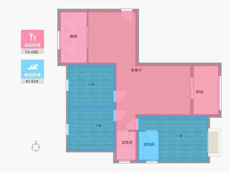 江苏省-淮安市-富民家园五期-89.60-户型库-动静分区