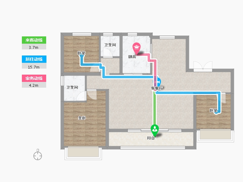 陕西省-榆林市-盛景和苑-105.64-户型库-动静线