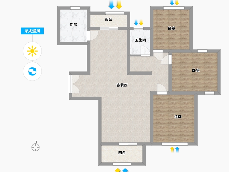 河南省-许昌市-建业森林半岛-93.60-户型库-采光通风