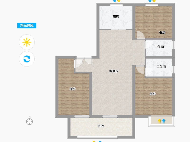 安徽省-芜湖市-天悦府-97.60-户型库-采光通风