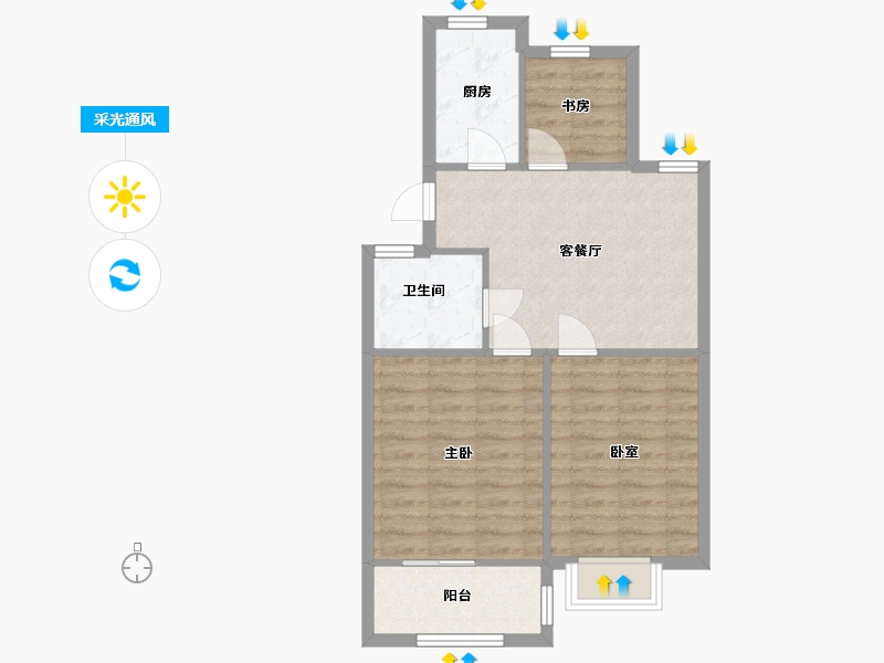 浙江省-嘉兴市-石堰苑-南区-60.80-户型库-采光通风