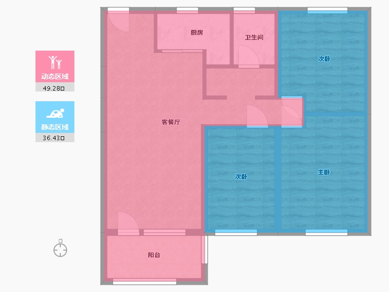 辽宁省-沈阳市-荣盛城-82.67-户型库-动静分区