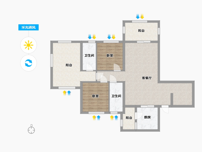 广东省-湛江市-城市海悦花园-76.00-户型库-采光通风