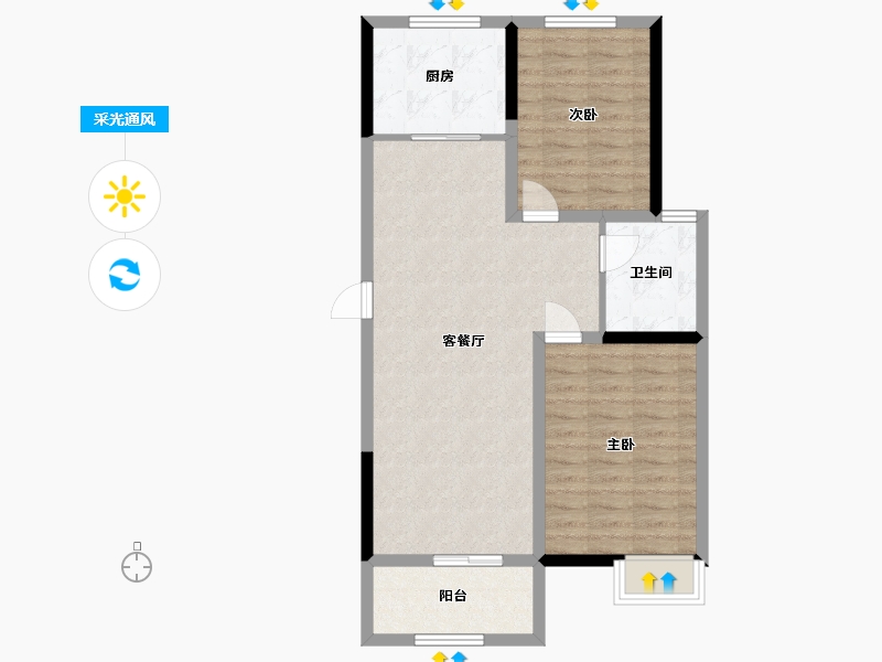 江苏省-盐城市-公园道1号-65.60-户型库-采光通风