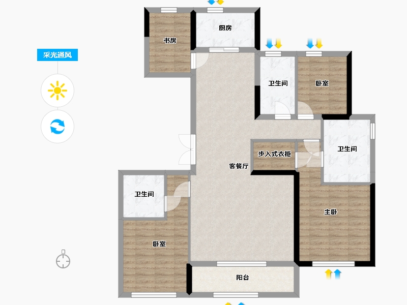 山东省-济南市-杨柳春风-136.00-户型库-采光通风