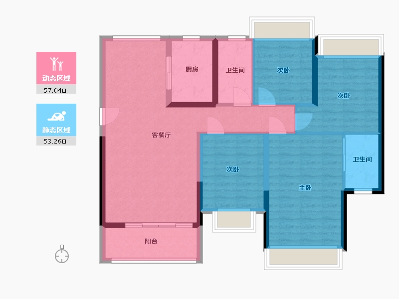 湖南省-湘潭市-滨江花园-114.40-户型库-动静分区