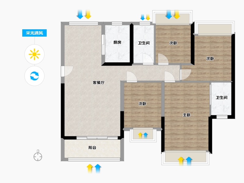 湖南省-湘潭市-滨江花园-114.40-户型库-采光通风