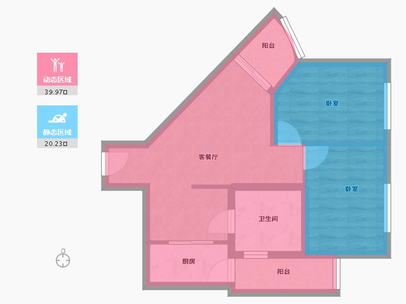 北京-北京市-南顶邮政物业小区-52.67-户型库-动静分区