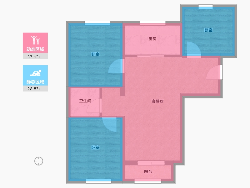 北京-北京市-金隅凤栖家园-69.60-户型库-动静分区