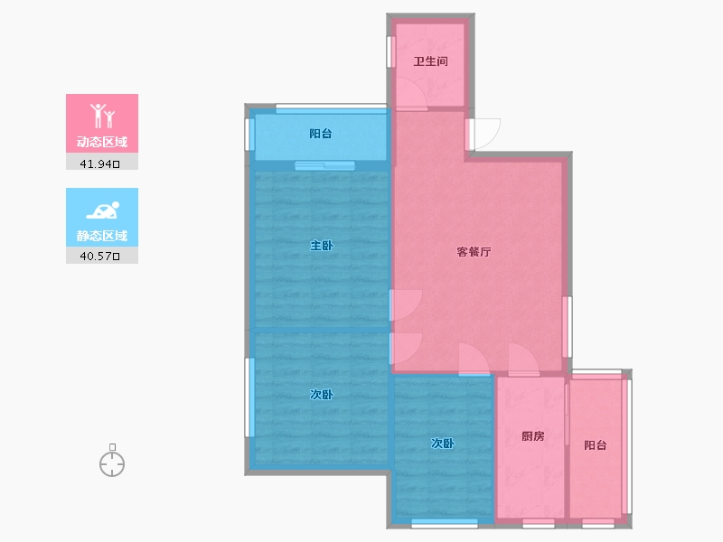 北京-北京市-东关二区-教师公寓-90.54-户型库-动静分区