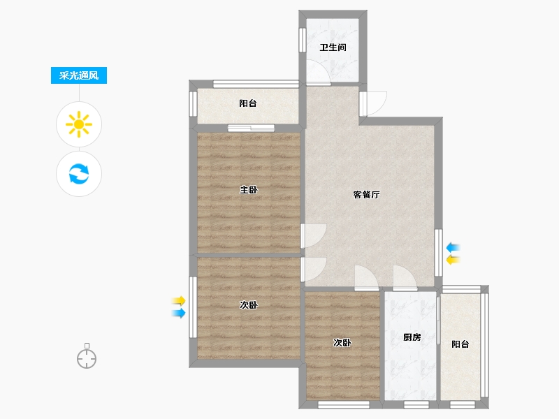 北京-北京市-东关二区-教师公寓-90.54-户型库-采光通风