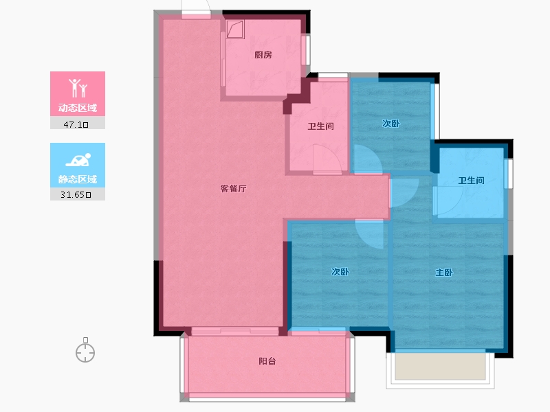 广西壮族自治区-南宁市-龙光玖珑湾-71.20-户型库-动静分区