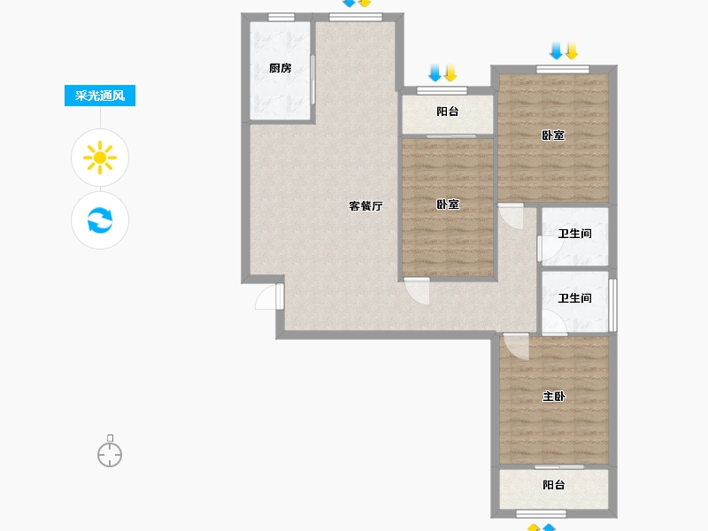 河北省-廊坊市-永祥苑小区-南区-103.12-户型库-采光通风