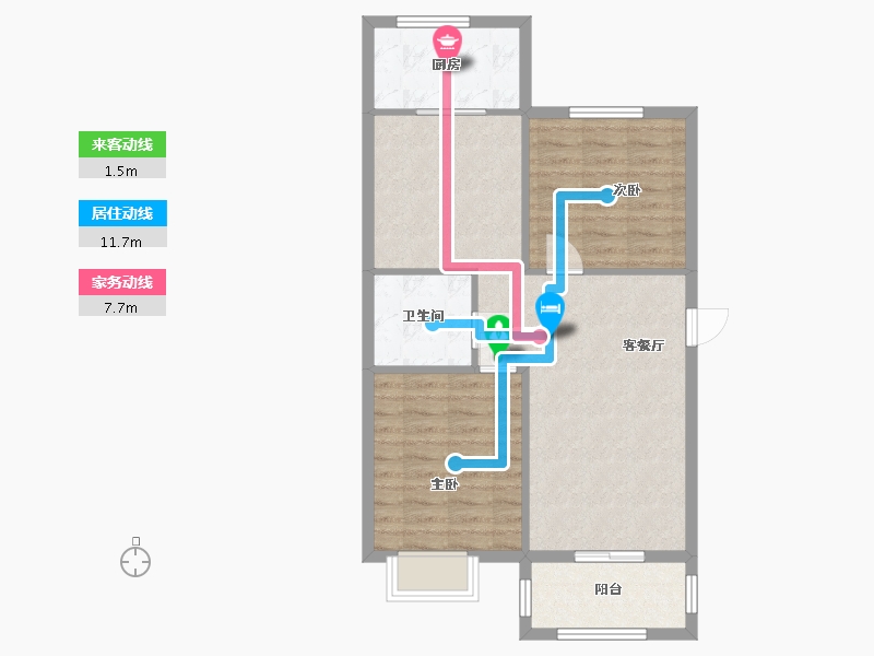 辽宁省-大连市-红梅小区-71.78-户型库-动静线