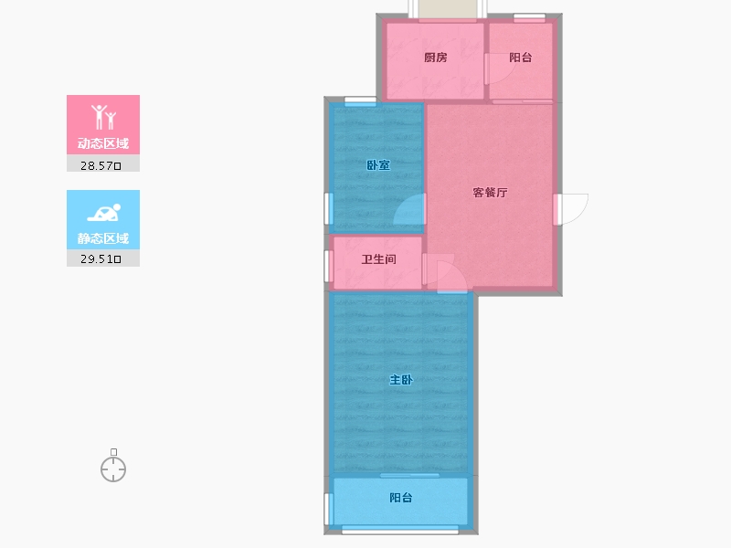 陕西省-西安市-西京社区-62.50-户型库-动静分区