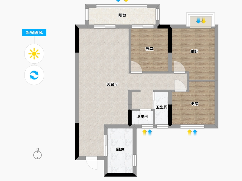 湖北省-武汉市-中建星光城-76.01-户型库-采光通风